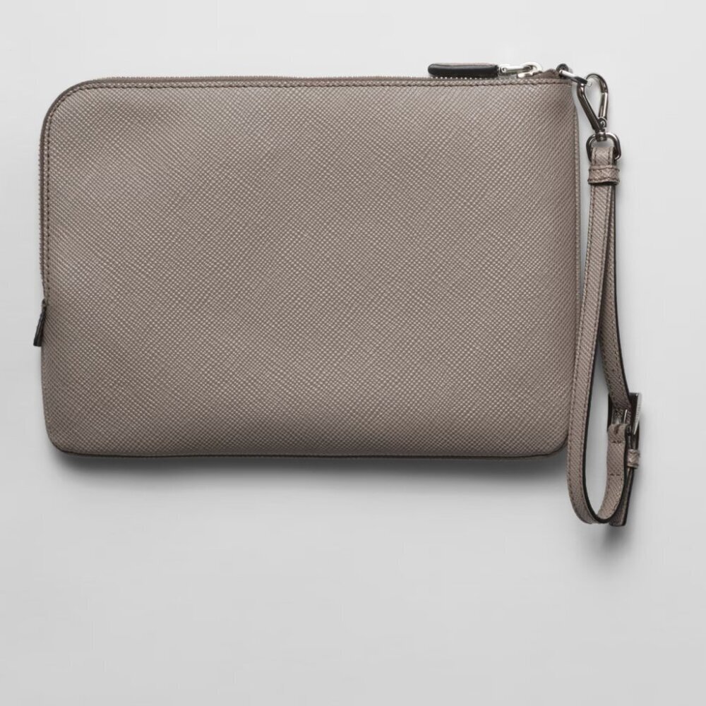 Prada‎ Grey Saffiano Leather Pouch Bag, 2NH024 - Picture 3 of 16